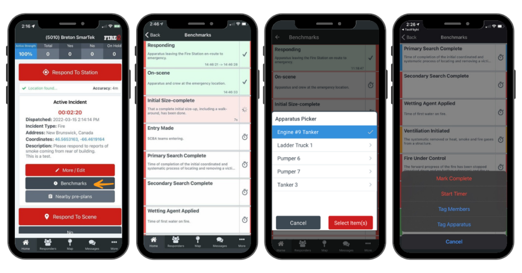 A screenshot that shows how firefighters can capture information from the fire scene using mobile incident software